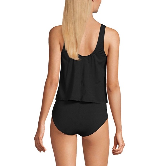 Lands’ End Women's Chlorine Resistant V Neck One Piece Fauxkini Swimsuit - Picture 2 of 11